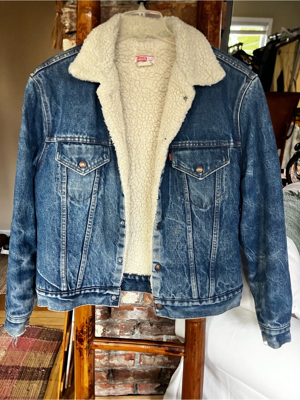 Vintage 80s Levis Sherpa Denim Trucker Jacket USA 44